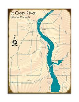 St Croix River in Stillwater, MN Map by Lake Art (© Lake Art LLC) Product Thumbnail