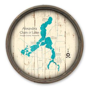 Alexandria Chain of Lakes MN Map on a Barrel End by Lake Art (© Lake Art LLC) Product Thumbnail