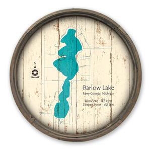 Barlow Lake MI Map on a Barrel End by Lake Art (© Lake Art LLC) Product Thumbnail