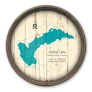 Ashley Lake MT Map on a Barrel End by Lake Art (© Lake Art LLC) Product Thumbnail