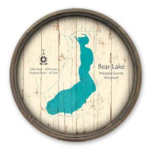 Bear Lake WI Map on a Barrel End by Lake Art (© Lake Art LLC) Product Thumbnail
