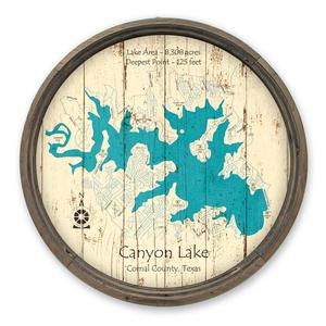 Canyon Lake,Texas Map on a Barrel End by Lake Art (© Lake Art LLC) Product Thumbnail