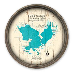 Big Barbee Lake W Kuhn Lake Indiana Map on a Barrel End by Lake Art (© Lake Art LLC) Product Thumbnail