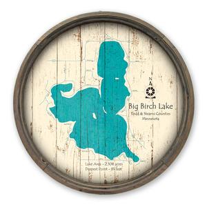 Big Birch Lake Minnesota Map on a Barrel End by Lake Art (© Lake Art LLC) Product Thumbnail