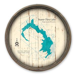 Beaver Dam Lake Wisconsin Dodge Map on a Barrel End by Lake Art (© Lake Art LLC) Product Thumbnail