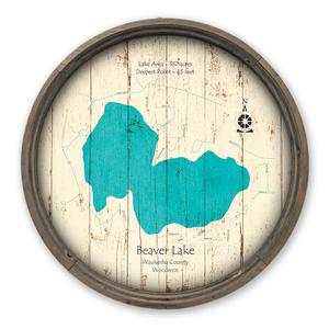 Beaver Lake Wisconsin Waukesha Map on a Barrel End by Lake Art (© Lake Art LLC) Product Thumbnail