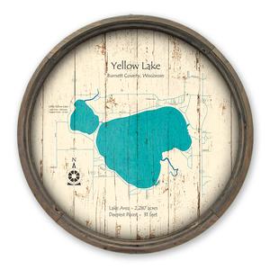 Yellow Lake WI Map on a Barrel End by Lake Art (© Lake Art LLC) Product Thumbnail