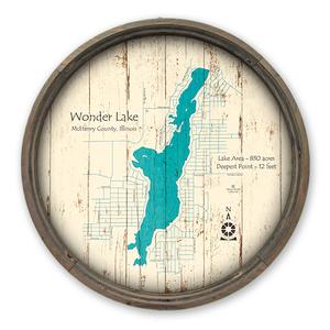 Wonder Lake, IL Map on a Barrel End by Lake Art (© Lake Art LLC) Product Thumbnail