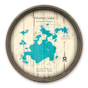 Woman Lake Minnesota Map on a Barrel End by Lake Art (© Lake Art LLC) Product Thumbnail