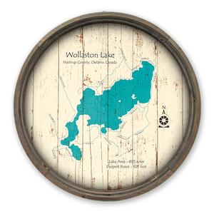 Wollaston Lake Ontario Canada Map on a Barrel End by Lake Art (© Lake Art LLC) Product Thumbnail
