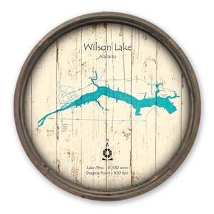 Wilson Lake AL Map on a Barrel End by Lake Art (© Lake Art LLC) Product Thumbnail