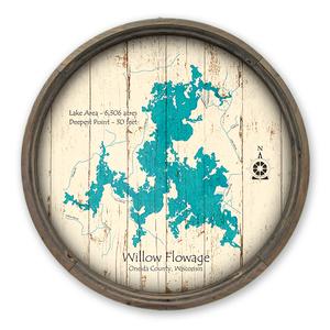 Willow Flowage WI Map on a Barrel End by Lake Art (© Lake Art LLC) Product Thumbnail