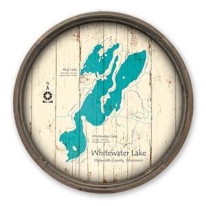 Whitewater Lake WI Map on a Barrel End by Lake Art (© Lake Art LLC) Product Thumbnail