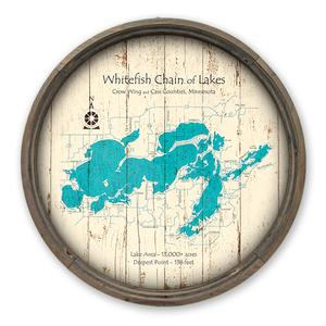 Whitefish Chain of Lakes, Minnesota Map on a Barrel End by Lake Art (© Lake Art LLC) Product Thumbnail