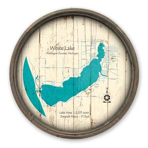 White Lake MI Map on a Barrel End by Lake Art (© Lake Art LLC) Product Thumbnail