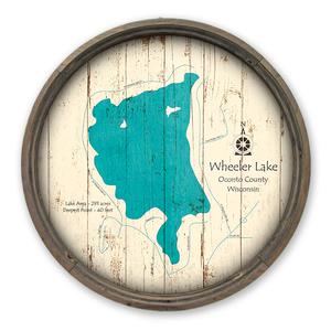 Wheeler Lake, WI Map on a Barrel End by Lake Art (© Lake Art LLC) Product Thumbnail