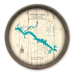 Wheeler Lake Alabama Map on a Barrel End by Lake Art (© Lake Art LLC) Product Thumbnail