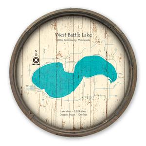 West Battle Lake, Minnesota Map on a Barrel End by Lake Art (© Lake Art LLC) Product Thumbnail