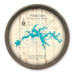 Weiss Lake AL Map on a Barrel End by Lake Art (© Lake Art LLC) Product Thumbnail