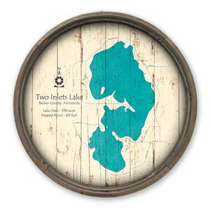 Two Inlets Lake MN Map on a Barrel End by Lake Art (© Lake Art LLC) Product Thumbnail