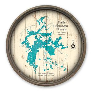 Turtle Flambeau Flowage WI Map on a Barrel End by Lake Art (© Lake Art LLC) Product Thumbnail