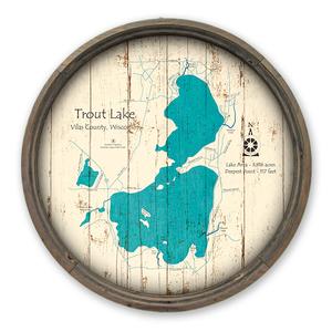 Trout Lake WI Map on a Barrel End by Lake Art (© Lake Art LLC) Product Thumbnail