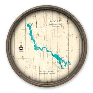 Trego Lake WI Map on a Barrel End by Lake Art (© Lake Art LLC) Product Thumbnail