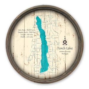 Torch Lake MI Map on a Barrel End by Lake Art (© Lake Art LLC) Product Thumbnail