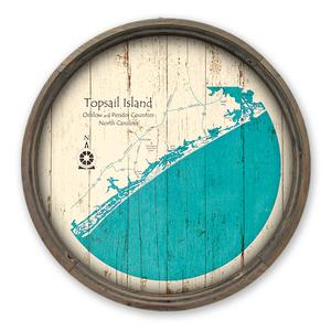 Topsail Island NC Map on a Barrel End by Lake Art (© Lake Art LLC) Product Thumbnail
