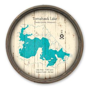 Tomahawk Lake WI Map on a Barrel End by Lake Art (© Lake Art LLC) Product Thumbnail