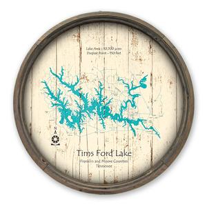 Tims Ford Lake TN Map on a Barrel End by Lake Art (© Lake Art LLC) Product Thumbnail