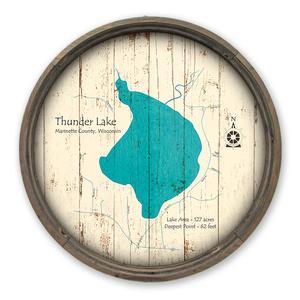 Thunder Lake WI Map on a Barrel End by Lake Art (© Lake Art LLC) Product Thumbnail