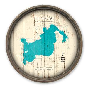 Ten Mile Lake MN Map on a Barrel End by Lake Art (© Lake Art LLC) Product Thumbnail