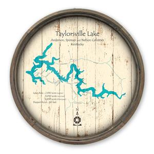 Taylorsville Lake KY Map on a Barrel End by Lake Art (© Lake Art LLC) Product Thumbnail