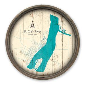 St Clair River Canada Map on a Barrel End by Lake Art (© Lake Art LLC) Product Thumbnail