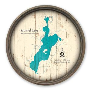 Squirrel Lake WI Map on a Barrel End by Lake Art (© Lake Art LLC) Product Thumbnail