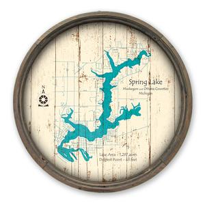 Spring Lake MI Map on a Barrel End by Lake Art (© Lake Art LLC) Product Thumbnail