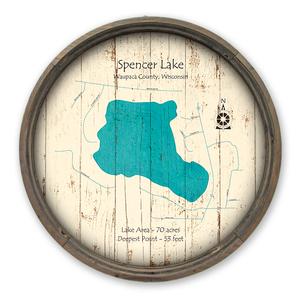 Spencer Lake WI Map on a Barrel End by Lake Art (© Lake Art LLC) Product Thumbnail