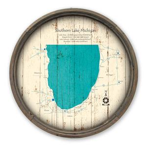 Southern Lake Michigan USA Map on a Barrel End by Lake Art (© Lake Art LLC) Product Thumbnail