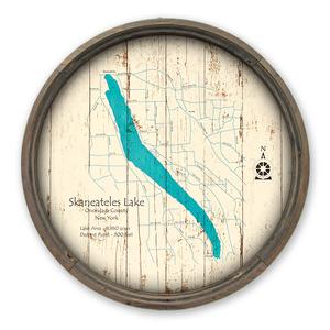 Skaneateles Lake NY Map on a Barrel End by Lake Art (© Lake Art LLC) Product Thumbnail