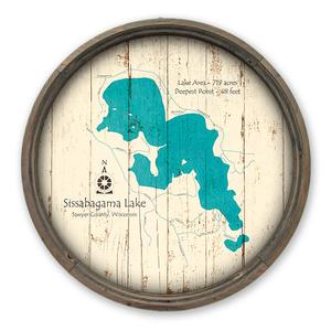 Sissabagama Lake WI Map on a Barrel End by Lake Art (© Lake Art LLC) Product Thumbnail