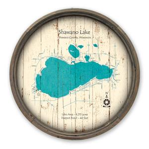 Shawano Lake WI Map on a Barrel End by Lake Art (© Lake Art LLC) Product Thumbnail