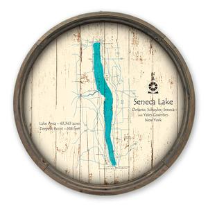 Seneca Lake NY Map on a Barrel End by Lake Art (© Lake Art LLC) Product Thumbnail