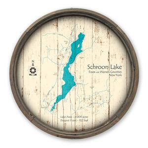 Schroon Lake NY Map on a Barrel End by Lake Art (© Lake Art LLC) Product Thumbnail