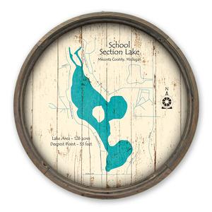School Section Lake MI Map on a Barrel End by Lake Art (© Lake Art LLC) Product Thumbnail