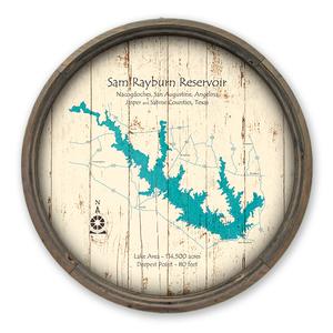 Sam Rayburn Reservoir TX Map on a Barrel End by Lake Art (© Lake Art LLC) Product Thumbnail