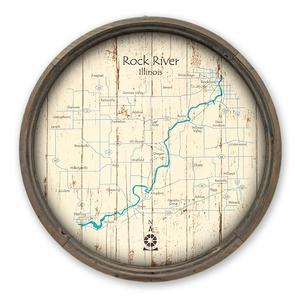 Rock River IL Map on a Barrel End by Lake Art (© Lake Art LLC) Product Thumbnail