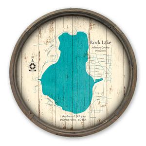 Rock Lake WI Map on a Barrel End by Lake Art (© Lake Art LLC) Product Thumbnail
