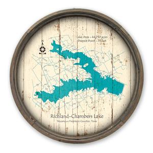 Richland Chambers Lake TX Map on a Barrel End by Lake Art (© Lake Art LLC) Product Thumbnail