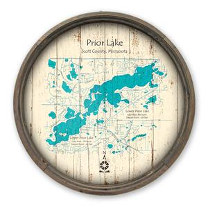 Prior Lake Up and Lower MN Map on a Barrel End by Lake Art (© Lake Art LLC) Product Thumbnail